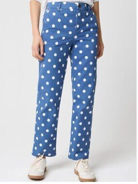 J. CREW Polka Dot Printed Everyday Chino Pant Blue Size 16